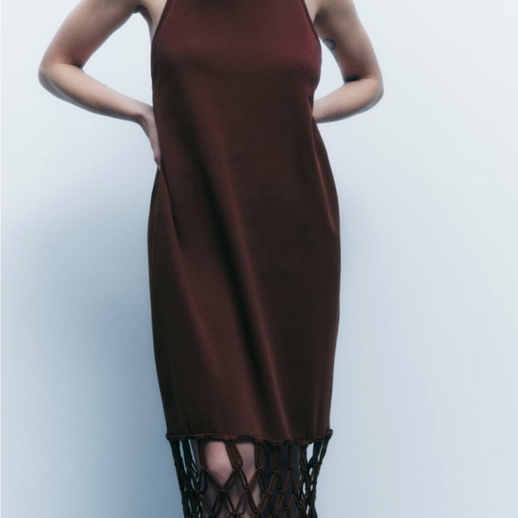 Zara COMBINATION MACRAMÉ DRESS - Picture 3 of 6